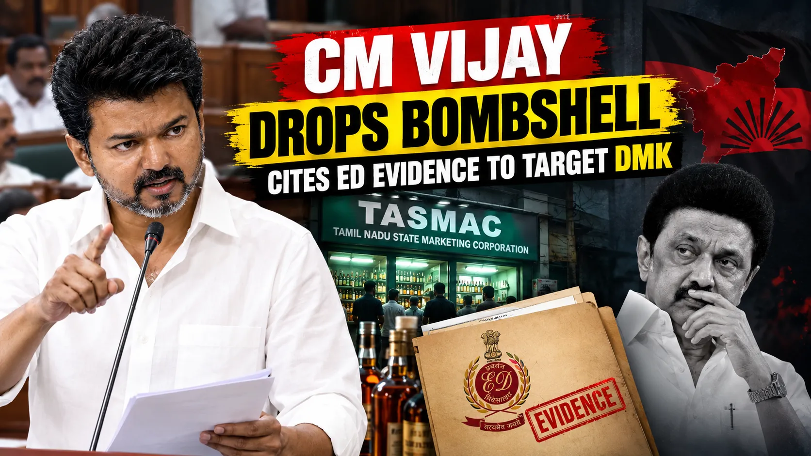 CM Vijay Drops Bombshell in Assembly Cites ED Evidence to Target DMK Over TASMAC Liquor Scam