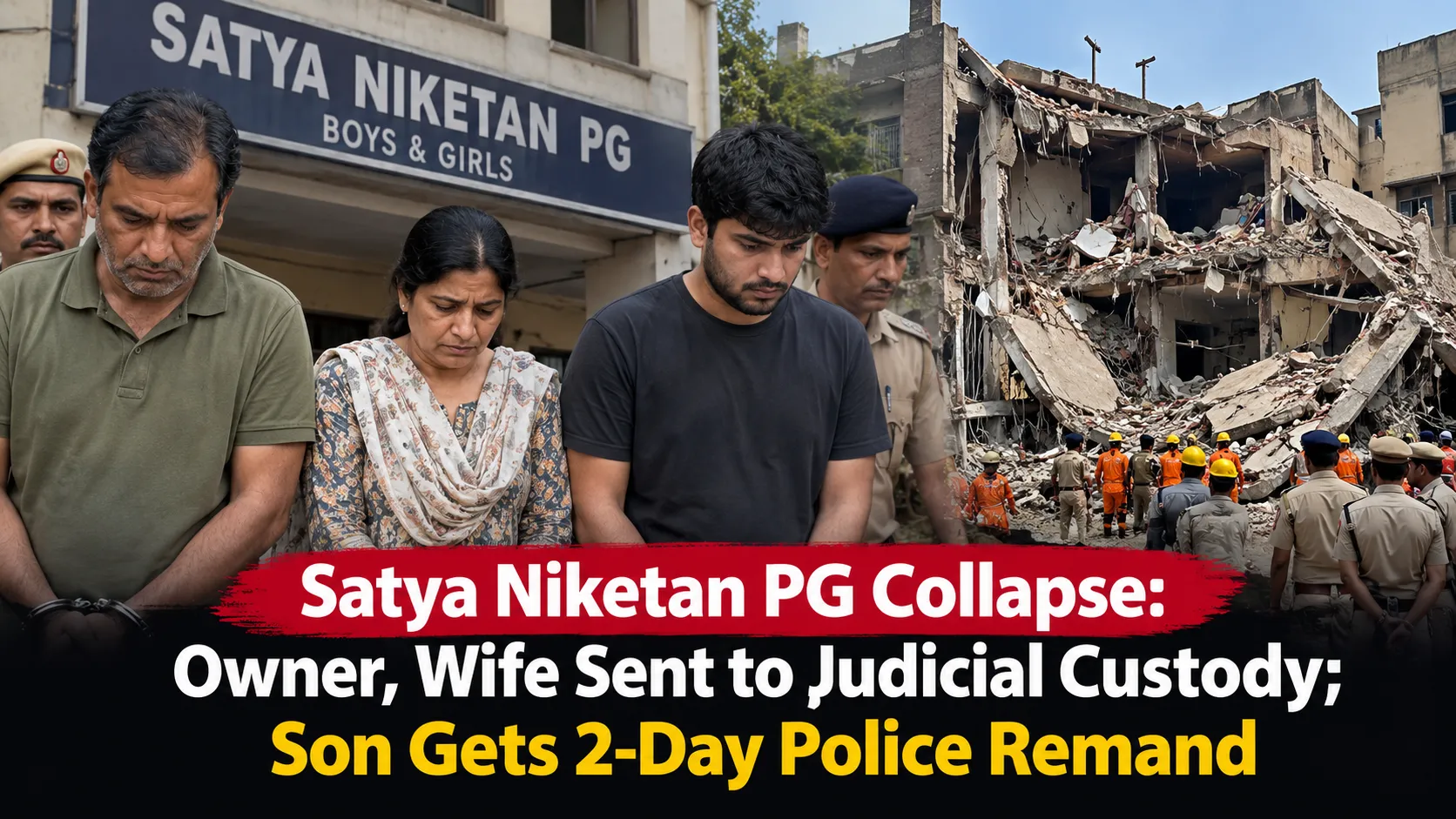Satya Niketan PG Collapse: Owner and Wife in Judicial Custody, Son Gets 2 Day Police Remand