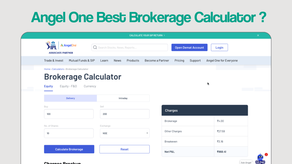 Angel One Brokerage Calculator