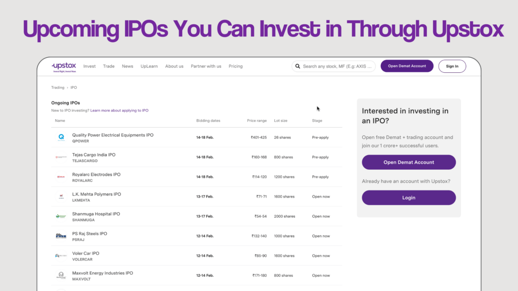 Upcoming IPOs