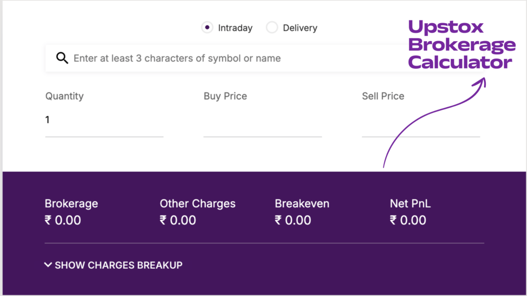 Upstox Brokerage Calculator