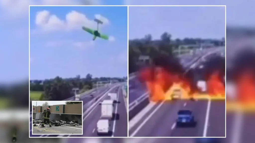 Italy Plane Crash Turns Highway Into Fireball, Two Dead