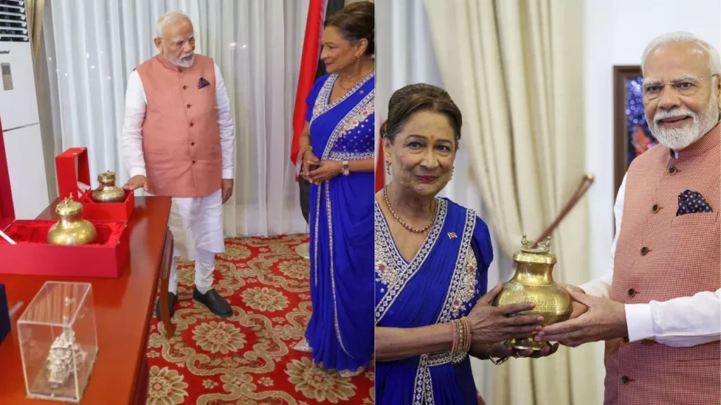 PM Modi Gifts Mahakumbh Holy Water and Ram Mandir Replica to Trinidad and Tobago